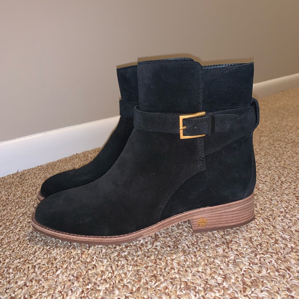 Tory Burch Brooke Black Suede Ankle Bootie